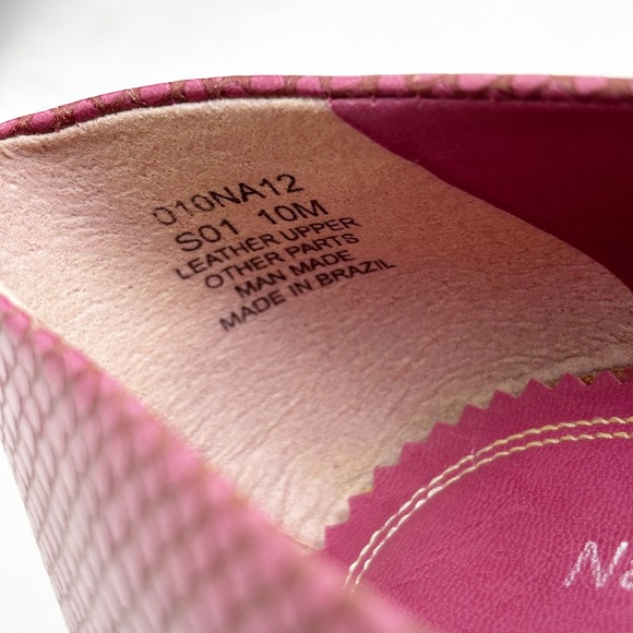 Naturalizer Rose Pink Snakeskin Embossed Pointed Toe Kitten Heel Pumps Size 10 - Picture 8 of 9